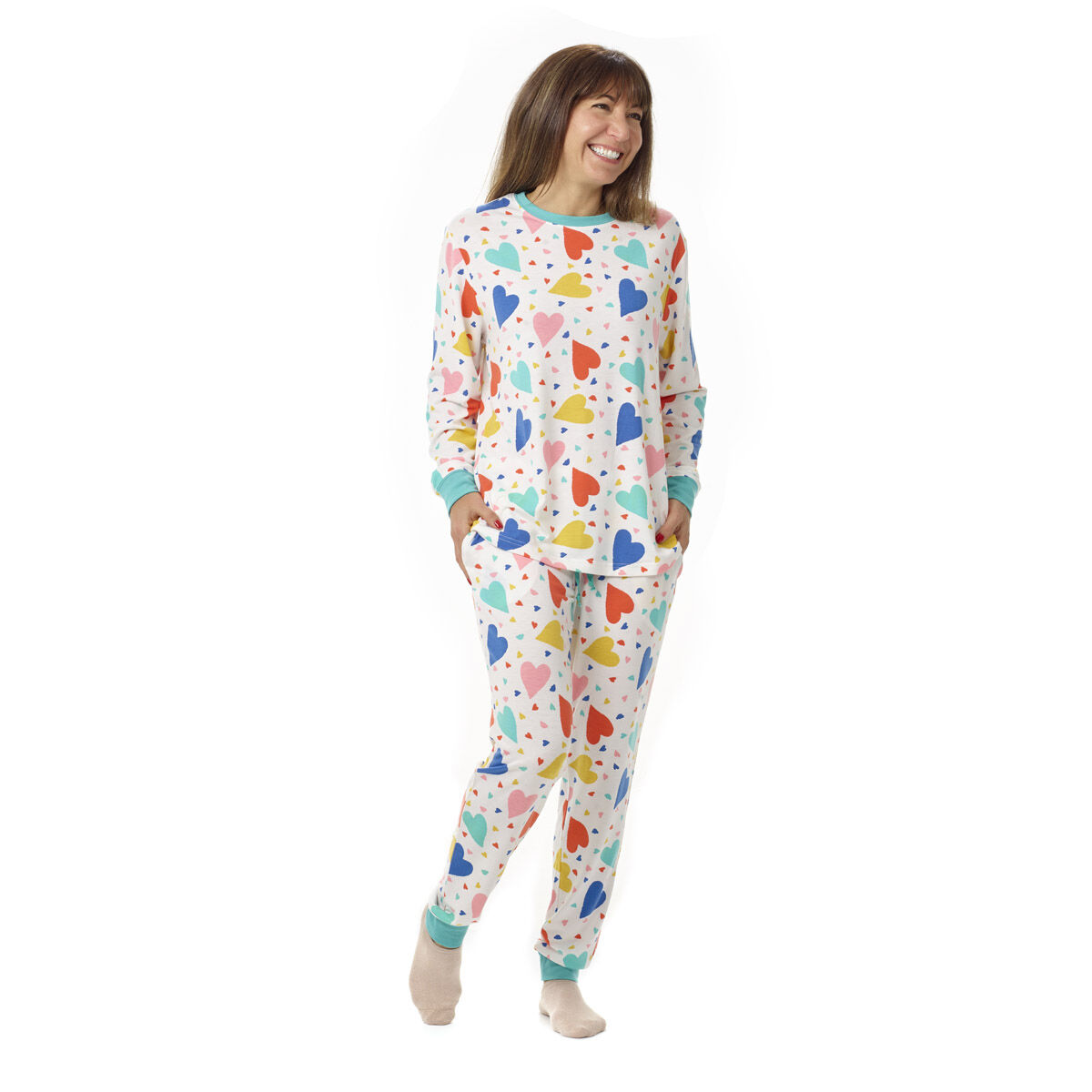 Build-A-Bear Pajama Shop Colorful Hearts Pj Top - Adult - Image 2