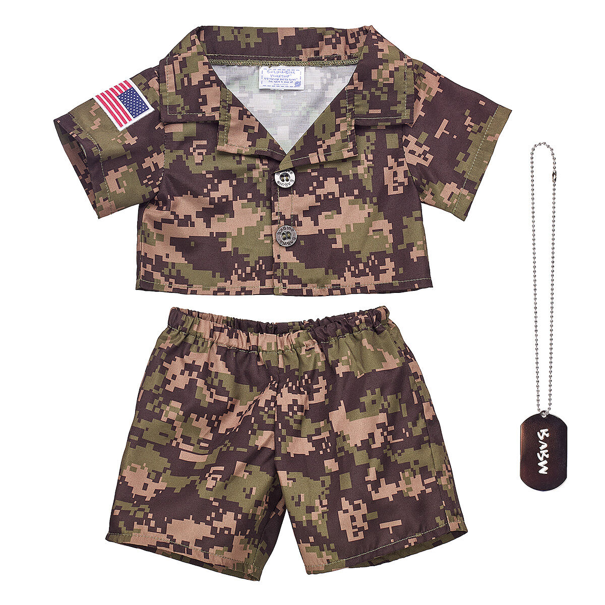 Green Digital Camo Uniform With Usa Flag
