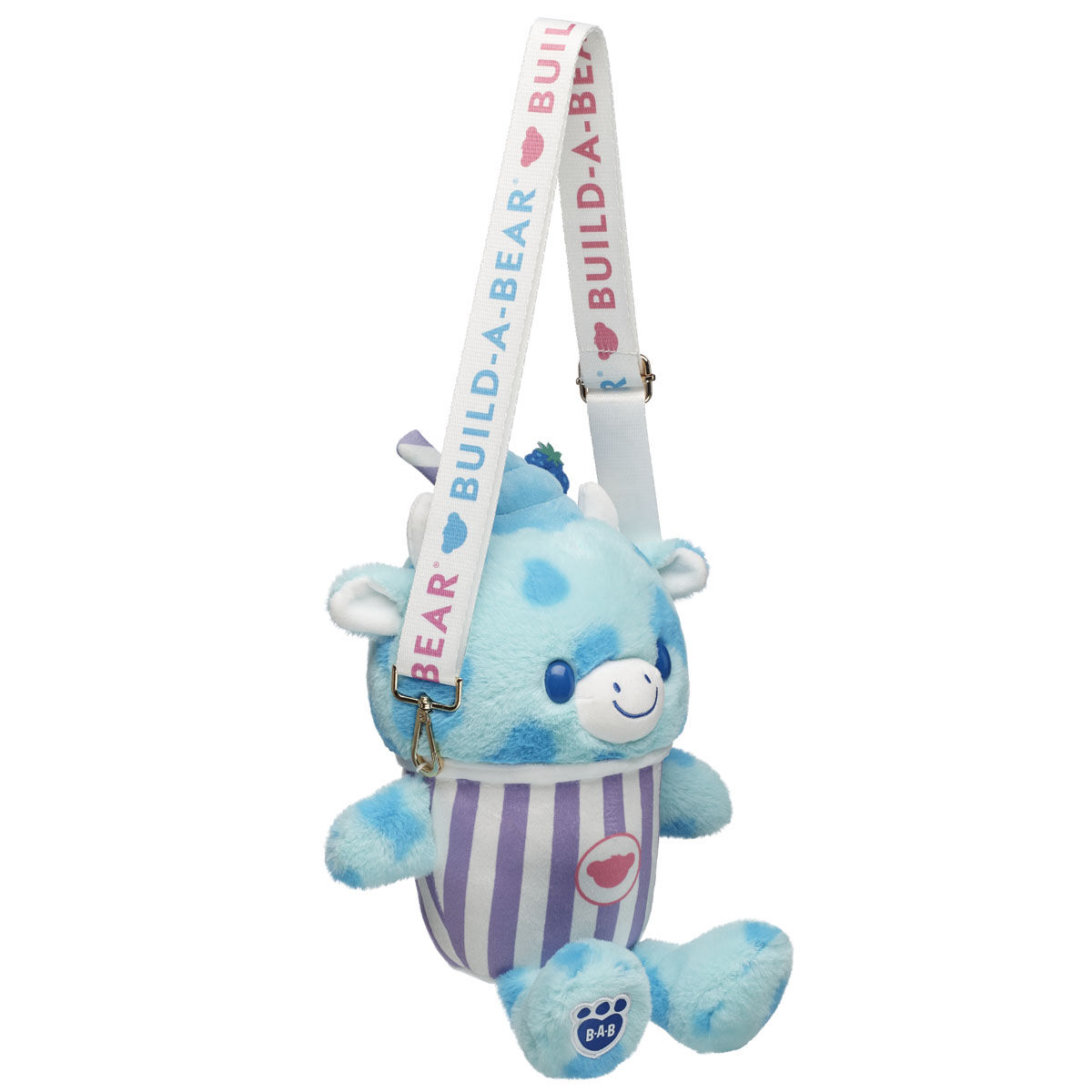 Blue Raspberry Cow Slushie Plushie With Carrying Strap