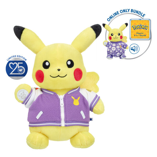 Build-A-Bear 25Th Celebration PokéMon Pikachu (Female) Plush Bundle