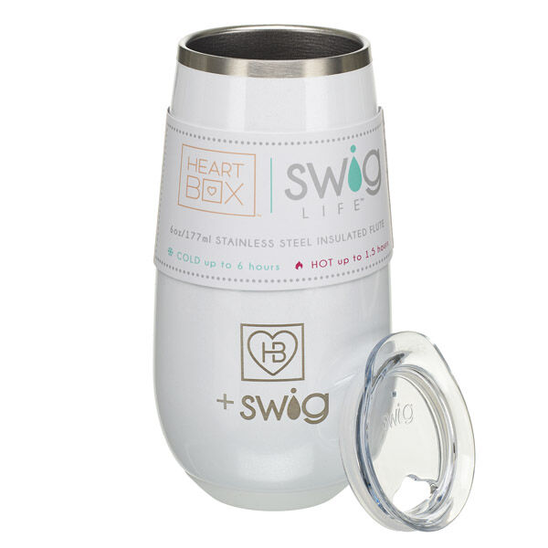 6 Oz. Heartbox X Swig Life White Stemless Flute - Image 2