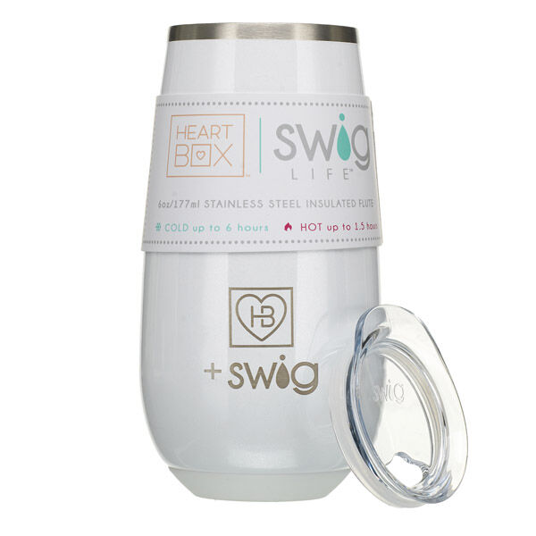 6 Oz. Heartbox X Swig Life White Stemless Flute - Image 3
