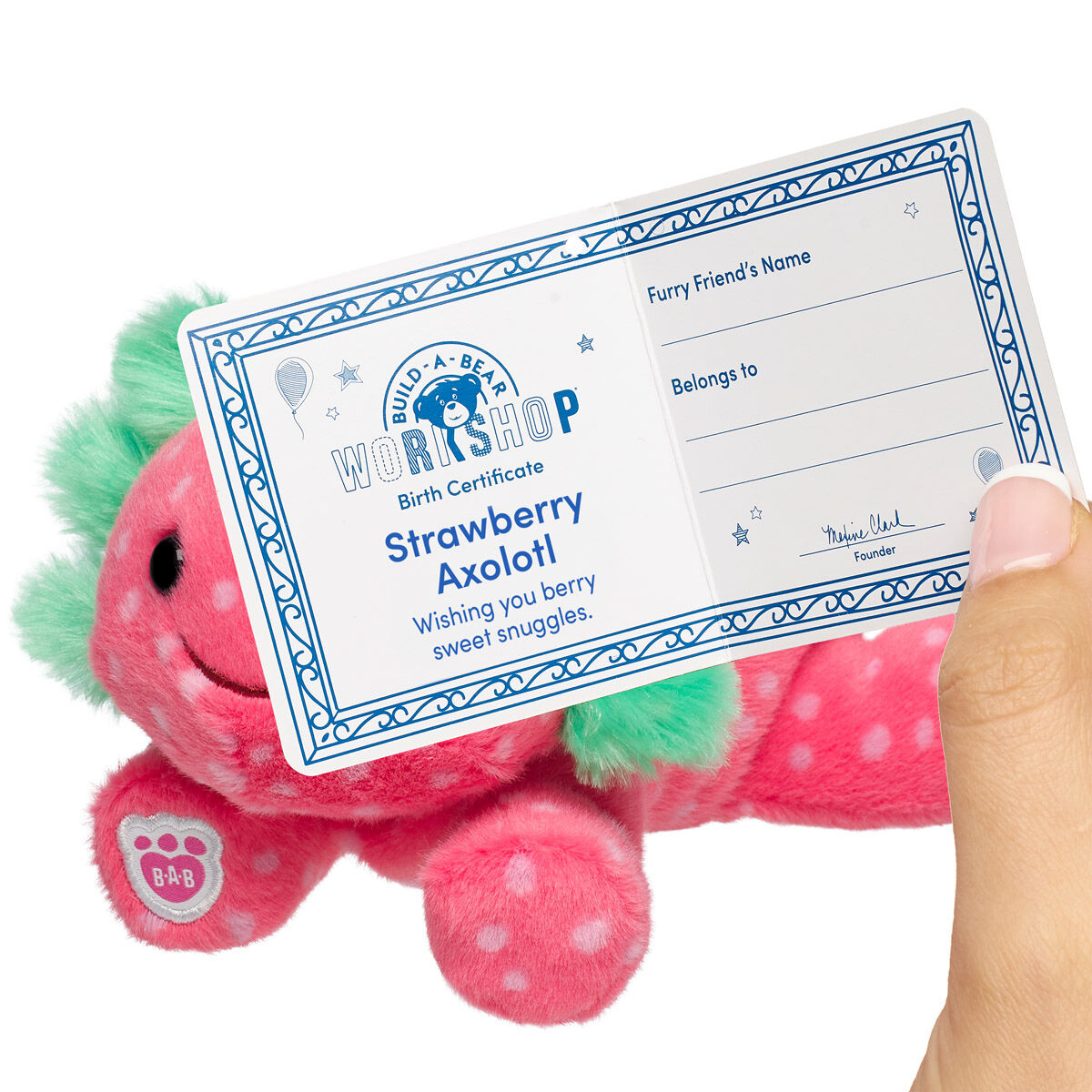 Build-A-Bear Mini Beans Strawberry Axolotl Stuffed Animal - Image 2