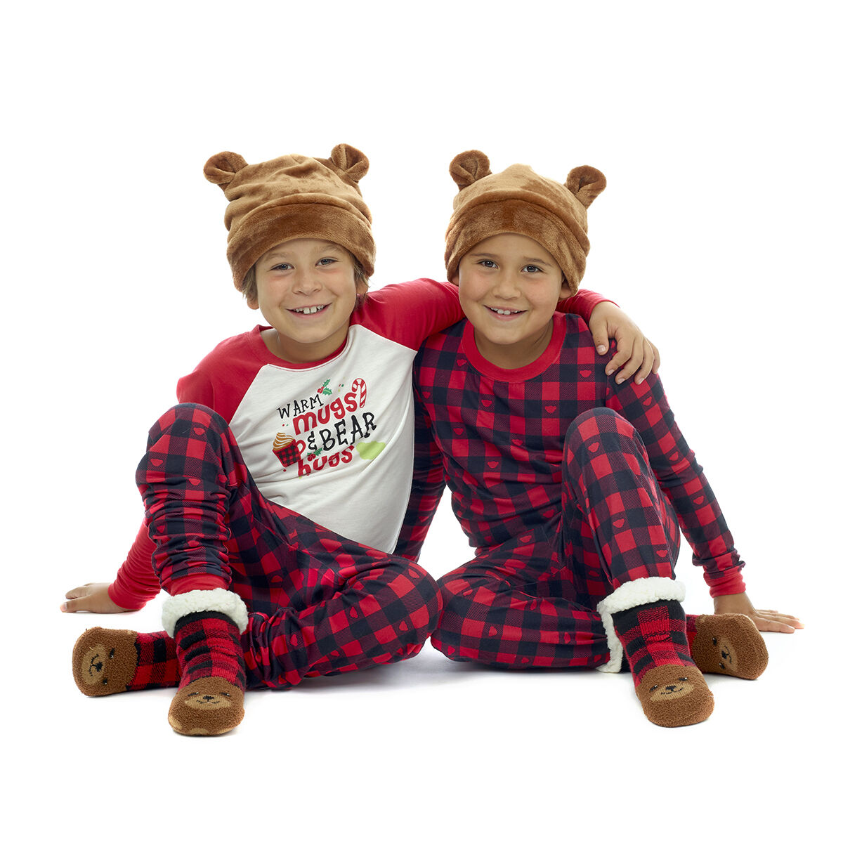 Build-A-Bear Pajama Shop Buffalo Check Bear Slipper Socks - Toddler, Youth & Adult - Image 2