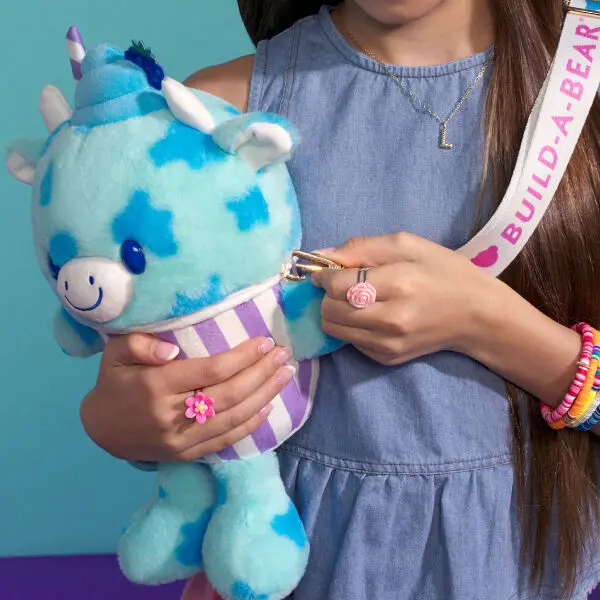 Blue Raspberry Cow Slushie Plushie With Carrying Strap - Image 3