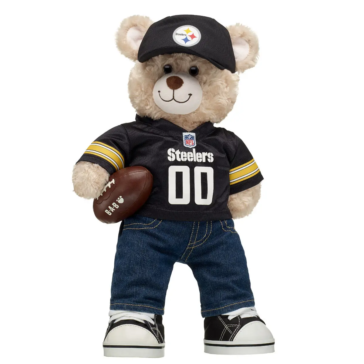 Happy Hugs Teddy Bear Pittsburgh Steelers Fan Hat And Football Gift Set