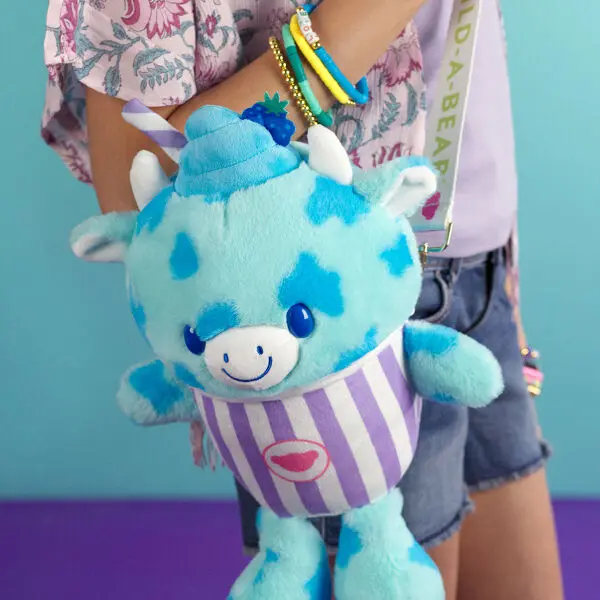 Blue Raspberry Cow Slushie Plushie With Carrying Strap - Image 4