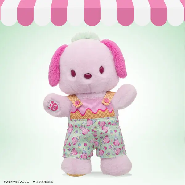Sanrio Hello Kitty And Friends Strawberry Ice Cream Pochacco Plush With Overalls - Image 2