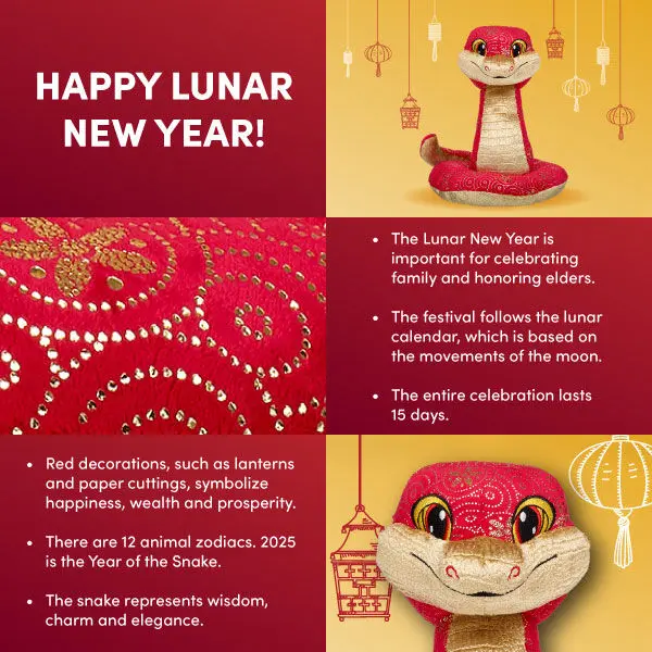 Lunar New Year Red And Gold Snake Stuffed Animal - Image 2