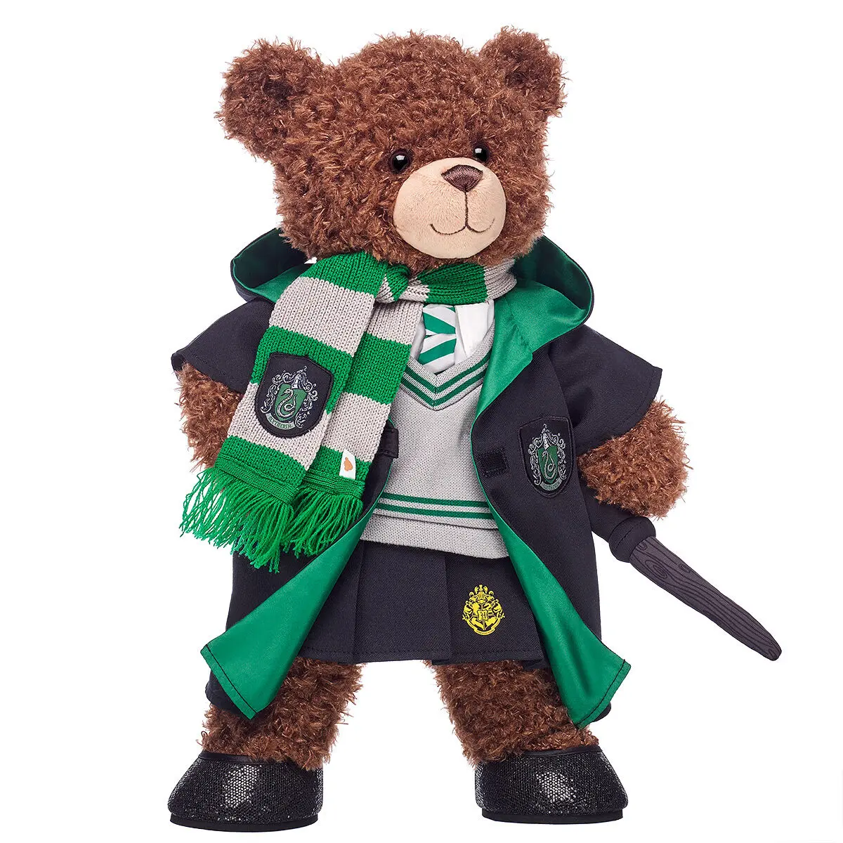 Harry Potter Teddy Bear Slytherin Gift Bundle With House Robe, Scarf, Hogwarts Skirt & Wand